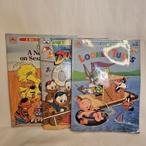 Coloring Books Vintage 80s Seasame St Looney Tunes Duck Tails